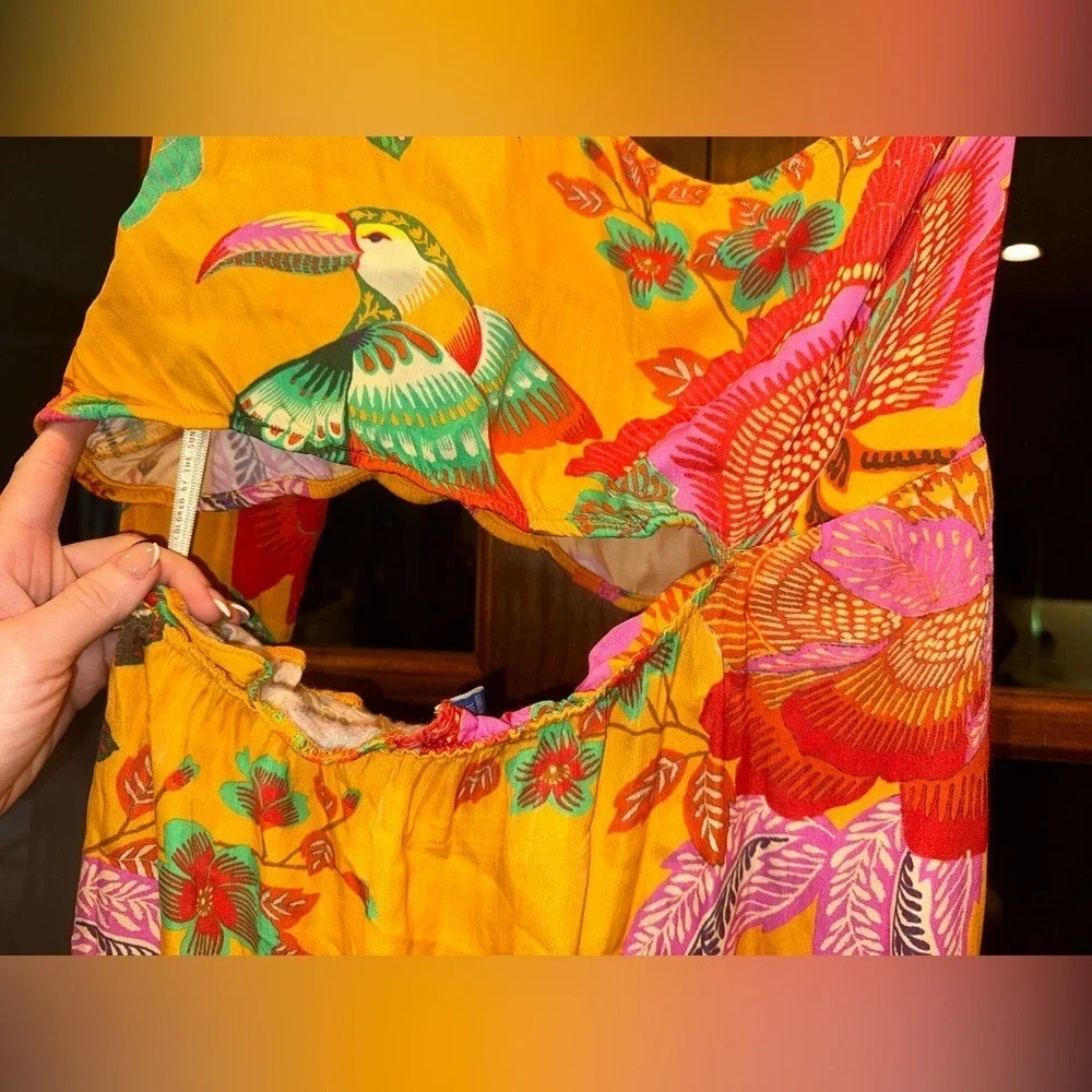 NWT Farm Rio Size Large Petite Floral One-Shoulder Cutout Maxi Colorful Dress - Picture 6 of 15